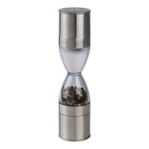 Silverfrgad salt- och pepparkvarn med transparent mittparti.