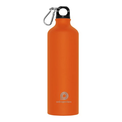Orange metalldrickflaska med karbinhake.
