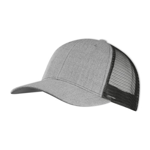Svart baseballkeps med mesh-insats och justerbar stngning.