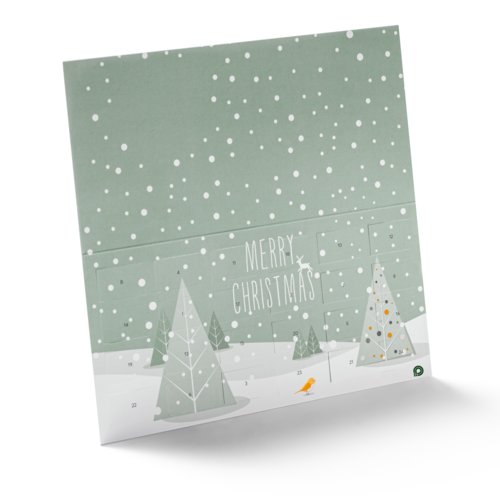 Gr�n adventskalender i papper.