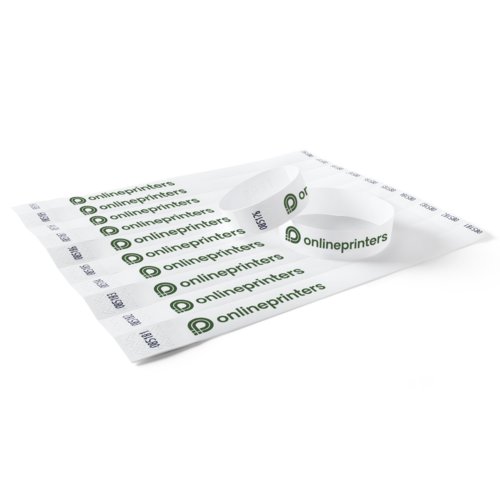 Vitt Tyvek-armband med lpande numrering.