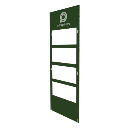 Grn hyllskrm med separat frontpanel.