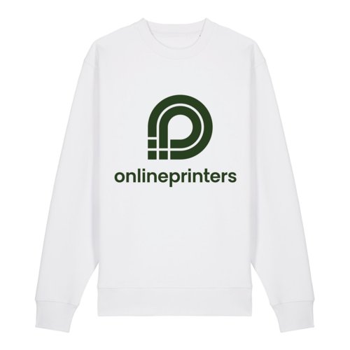 Vit sweatshirt i ekologisk bomull med unisex-passform.