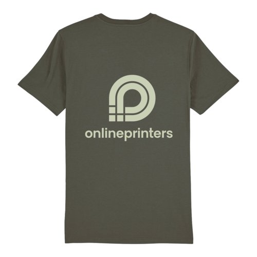 Khakifrgad T-shirt i bomull, unisexmodell, med korta rmar.