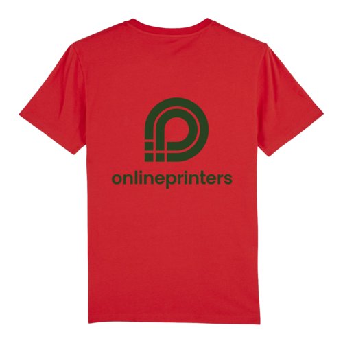 Rd ekologisk bomulls-t-shirt, unisex passform, med korta rmar.
