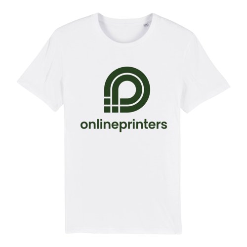Vit ekologisk bomulls-t-shirt med korta rmar och rund hals, unisex-passform.