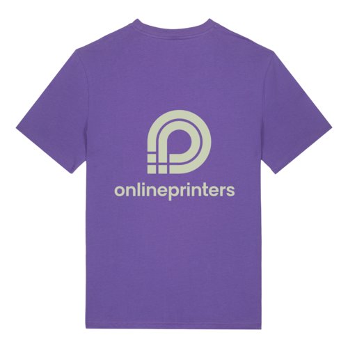 Violett ekologisk bomulls-T-shirt, unisex-passform, med korta rmar.
