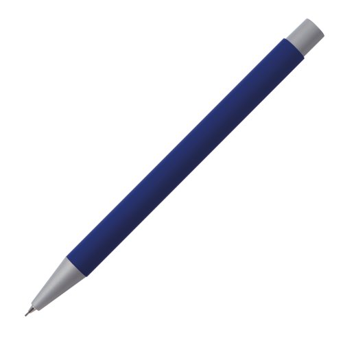 Bl stiftpenna med metalldetaljer och stift.