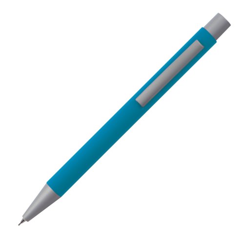 Ljusbl plaststiftpenna med clip.