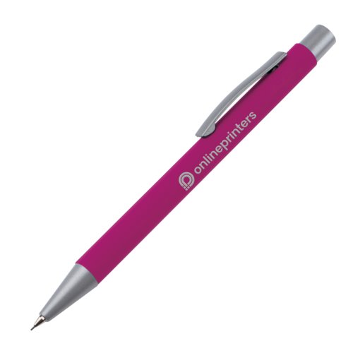Rosa stiftpenna med klmma och stift.