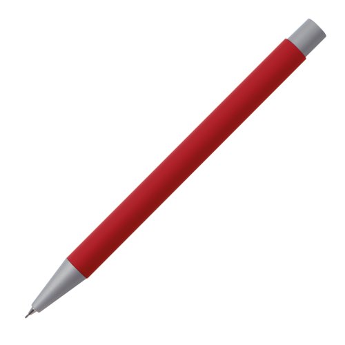 Rd stiftpenna med metalldetaljer.
