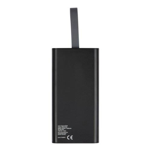 Transparent powerbank med USB-portar och gla.