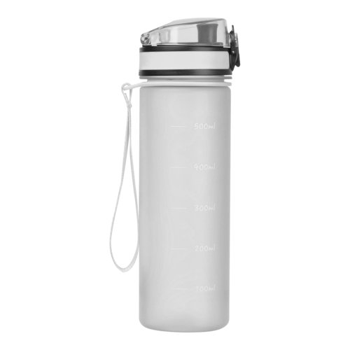 Transparent Tritan vattenflaska med lock och brgla.
