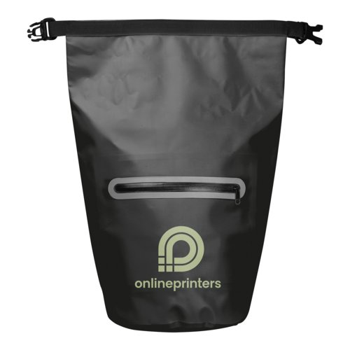 Svart, vattent�t v�ska med dragkedjeficka och clipsl�s.