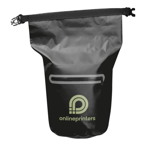 Svart vattent�t v�ska med m�nster och dragkedja.