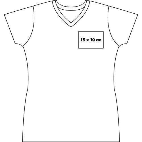 Vit bomulls-T-shirt med V-ringning fr dam.