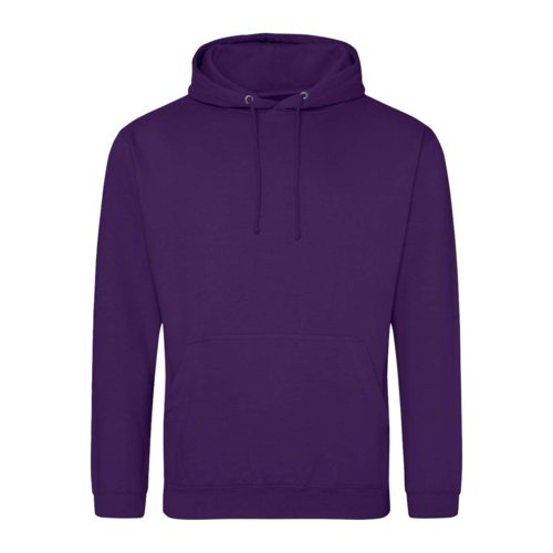 Lila bomulls-polyesterhoodie med huva och dragsko.