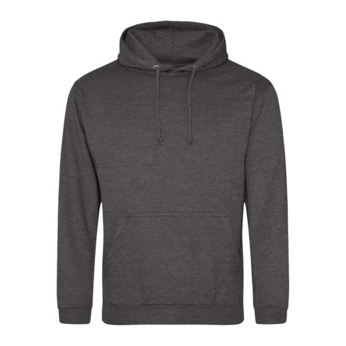 Antracitfrgad bomullsblandning hoodie med huva och knguruficka.