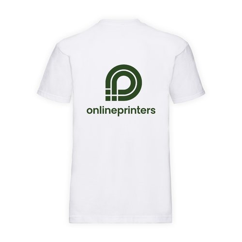 Vit bomulls-T-shirt fr mn med korta rmar.
