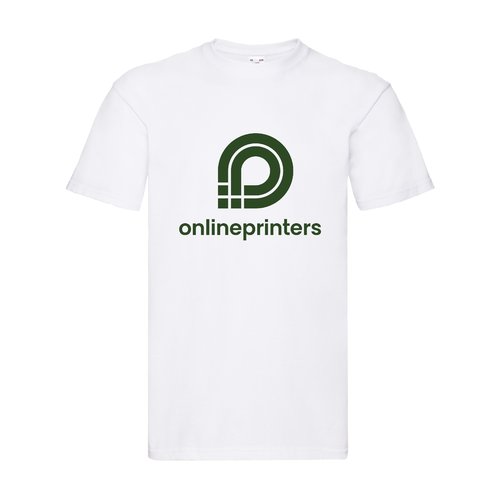Vit bomulls-T-shirt fr mn med korta rmar.