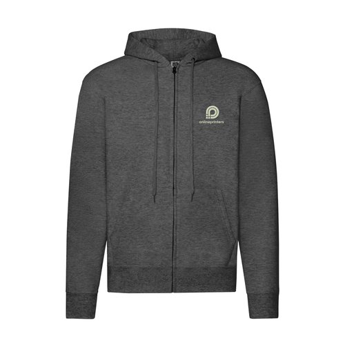 Mrkgrmelerad sweatshirt i bomullsblandning med huva och full dragkedja.