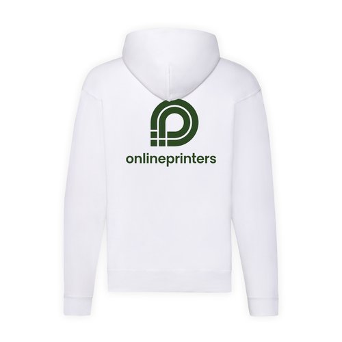 Vit herrhoodie i bomullsblandning med dragkedja.