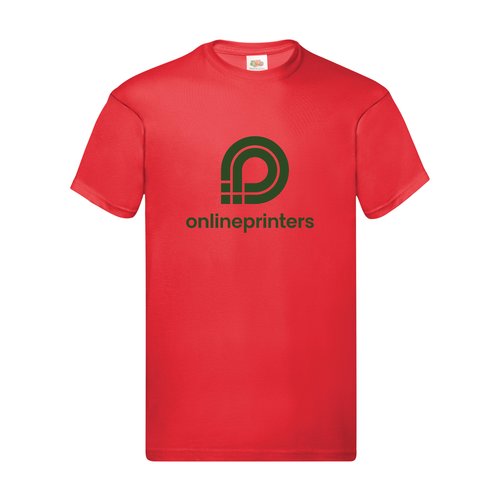 Rd bomulls-T-shirt fr mn med korta rmar.