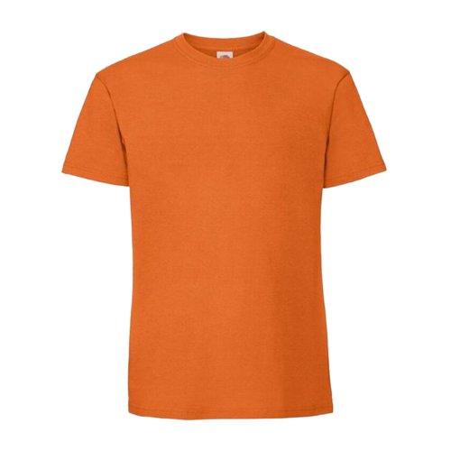 Orange bomulls-t-shirt fr mn med korta rmar.