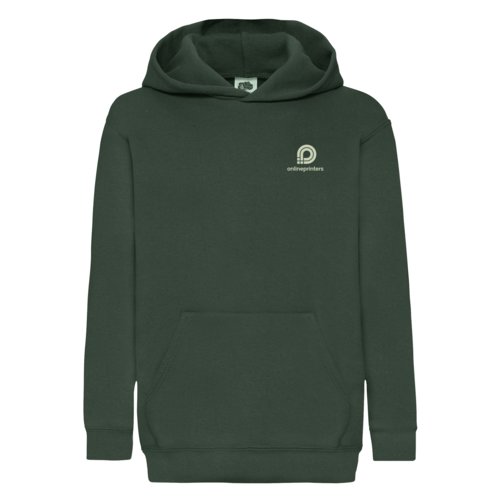 Mrkgrn hoodie i blandat tyg med huva och knguruficka.