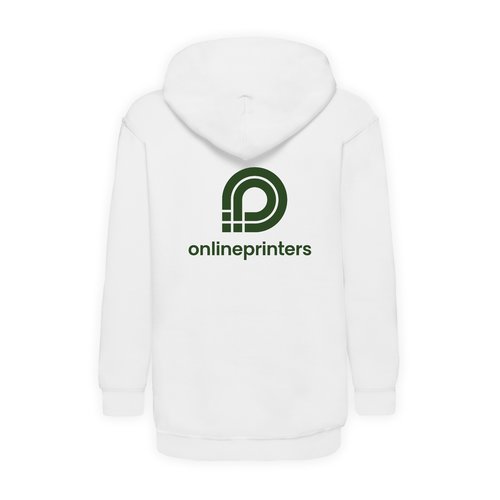 Vit bomull-polyester hoodie fr barn med huva.