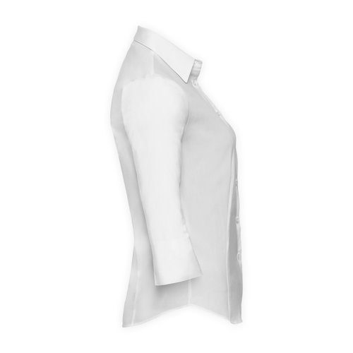 Vit blus i bomull med stretch fr damer.