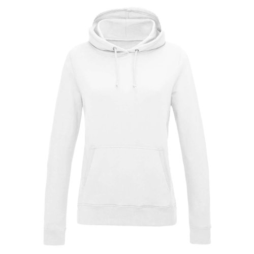 Vit bomull-polyesterhoodie med huva och dragsko.