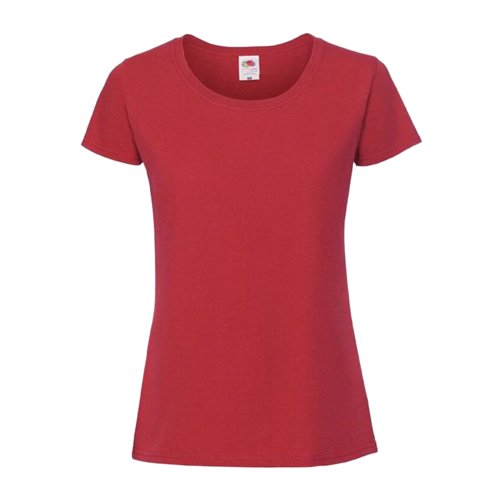 Rd bomulls-T-shirt fr damer med korta rmar.