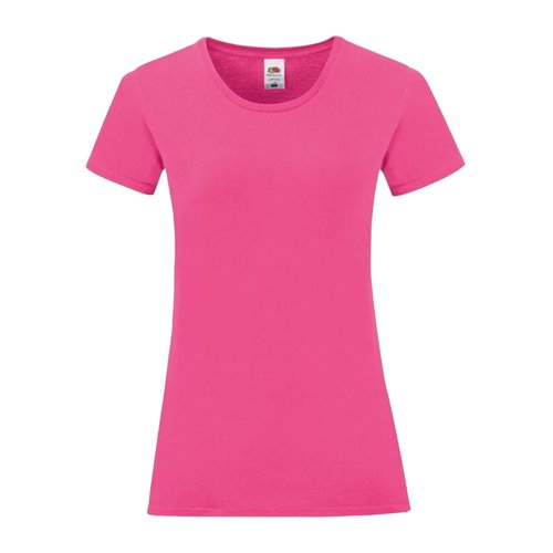 Fuchsiafrgad bomulls-T-shirt fr damer med korta rmar.