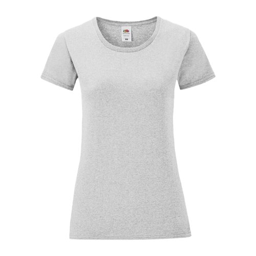 Ljusgr bomulls-T-shirt fr damer med korta rmar.