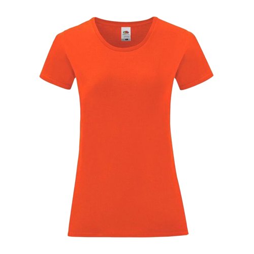 Orange dam T-shirt i bomull med korta rmar.