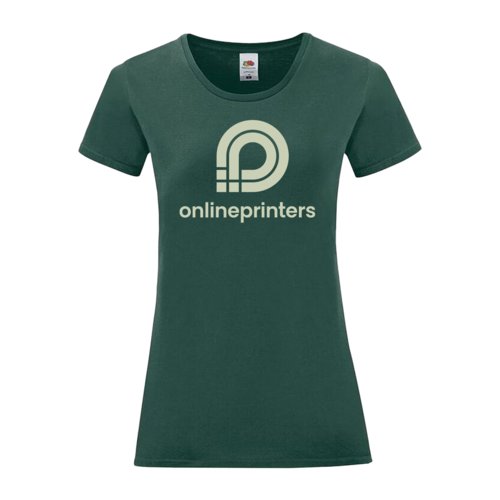 Grn bomulls-T-shirt fr damer med korta rmar.