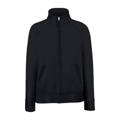 Svart sweatshirtjacka i bomullsblandning med dragkedja och fickor.