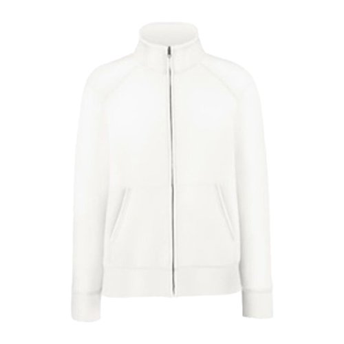 Vit sweatshirtjacka i bomullsblandning med dragkedja hela vgen.