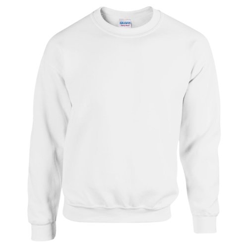 Vit sweatshirt fr mn i bomull-polyester med rund hals.