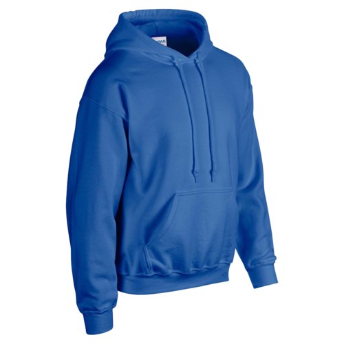 Kungsbl bomull-polyester hoodie fr mn med knguruficka och huva.