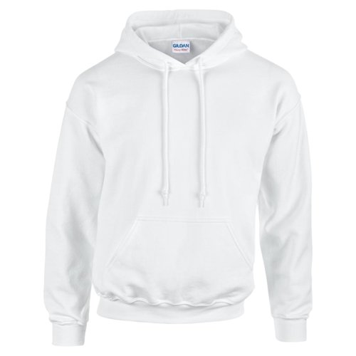 Vit bomullsblandad hoodie med huva och knguruficka.