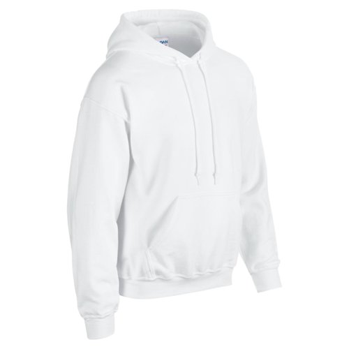 Vit hoodie fr mn i bomull och polyester med huva och knguruficka.