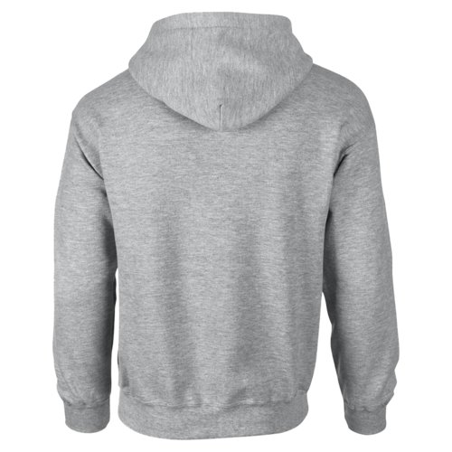 Gr bomullsblandning hoodie med huva och knguruficka.