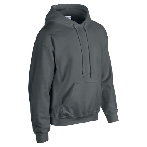 Antracitfrgad bomulls-polyesterhoodie fr mn med huva och knguruficka.
