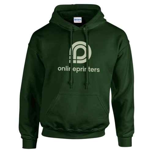 Grn herr-hoodie i blandat tyg med huva och knguruficka.