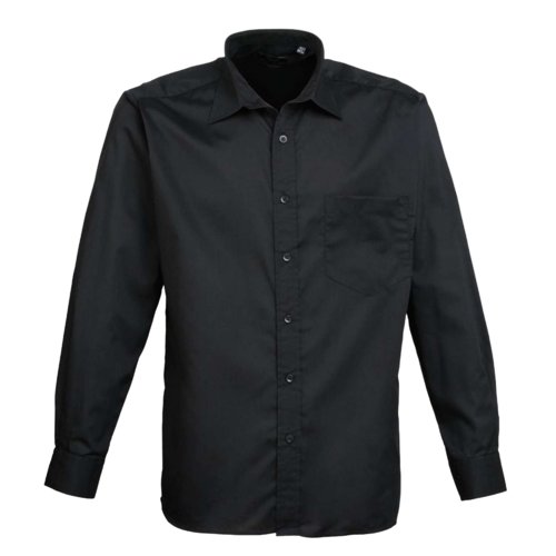 Svart poplinskjorta i polyester och bomull fr mn.