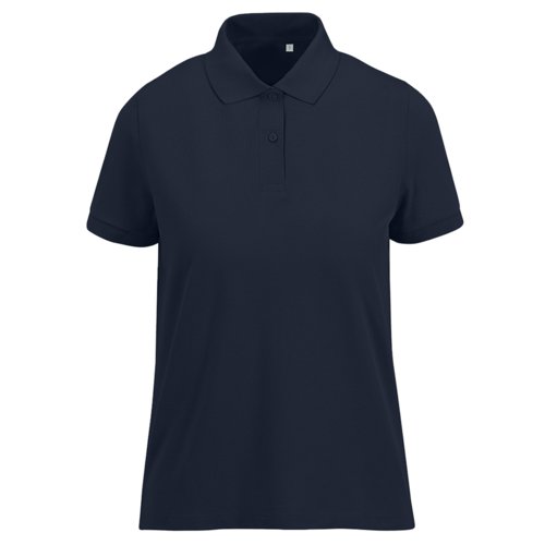 Marinbl damspolotrja av tervunnen polyester och bomull med korta rmar.