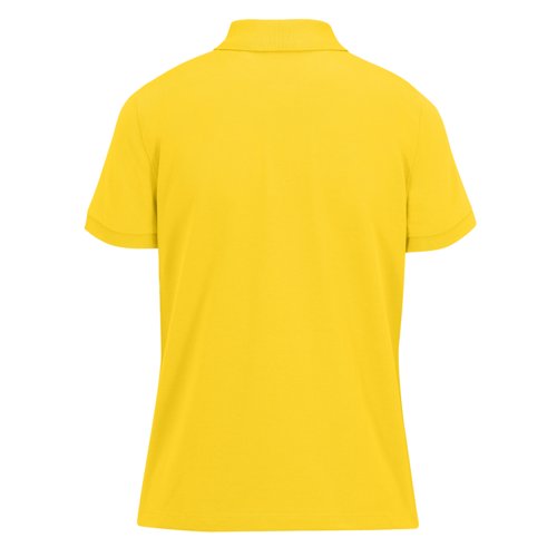 Gul dam-piktrja av tervunnen polyester och bomull med korta rmar.