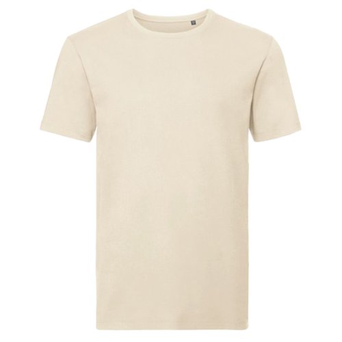 Beige ekologisk bomulls-T-shirt fr mn med korta rmar.